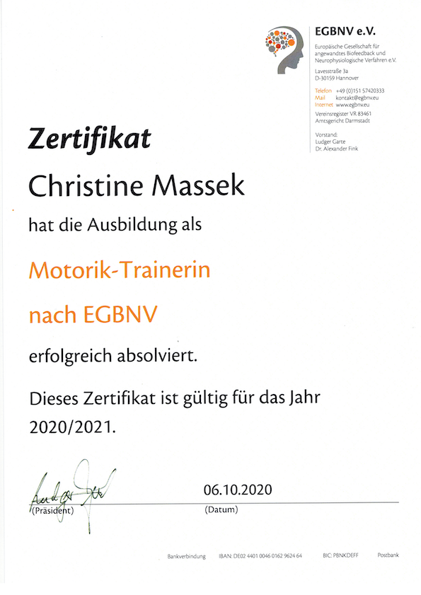 Christine Massek - Motorik Trainerin nach EGBNV